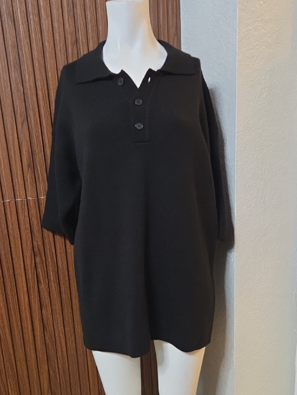 Topman Black Short-Sleeve Knit Polo Small Sz  But Is 20 In [1105]